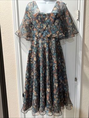 Neiman Marcus  Vintage Floral Chiffon Maxi Dress sz 12